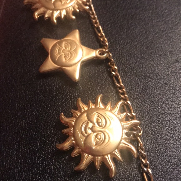 Vintage 14k GP SUN ☀️ & MOON 🌙 NECKLACE 30 inch chain - Picture 3 of 7